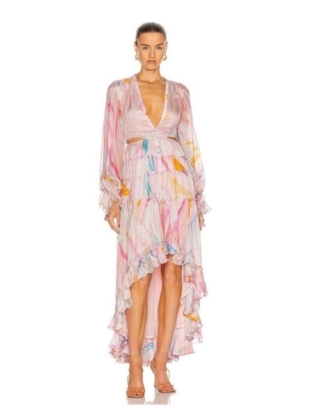 Rococo Sand Multicolor Pastel High-Low Maxi Dress